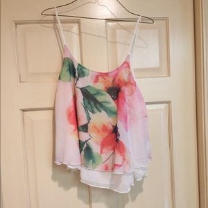 Flowy pink floral shirt